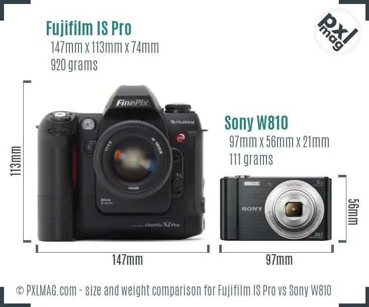 Fujifilm IS Pro vs Sony W810 size comparison