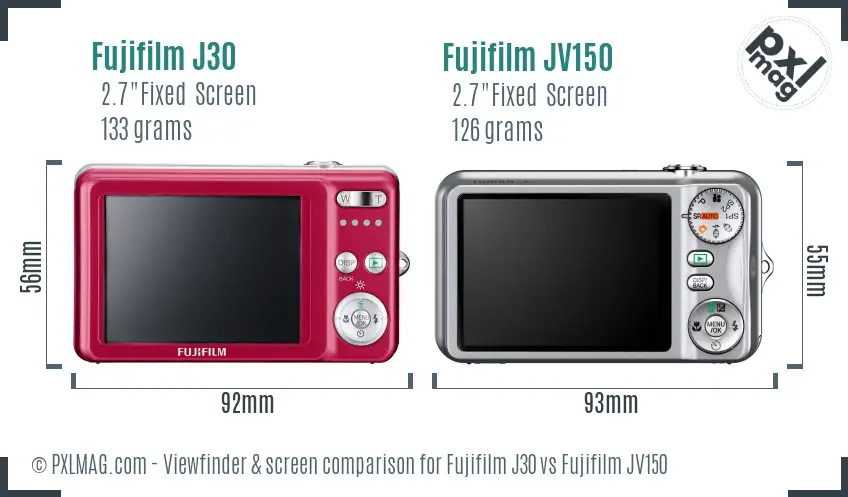 Fujifilm J30 vs Fujifilm JV150 Screen and Viewfinder comparison
