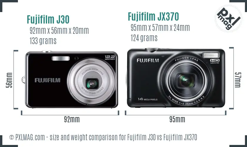 Fujifilm J30 vs Fujifilm JX370 size comparison Fujifilm J30 vs Fujifilm JX370 size comparison