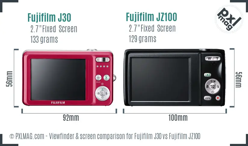 Fujifilm J30 vs Fujifilm JZ100 Screen and Viewfinder comparison Fujifilm J30 vs Fujifilm JZ100 Screen and Viewfinder comparison