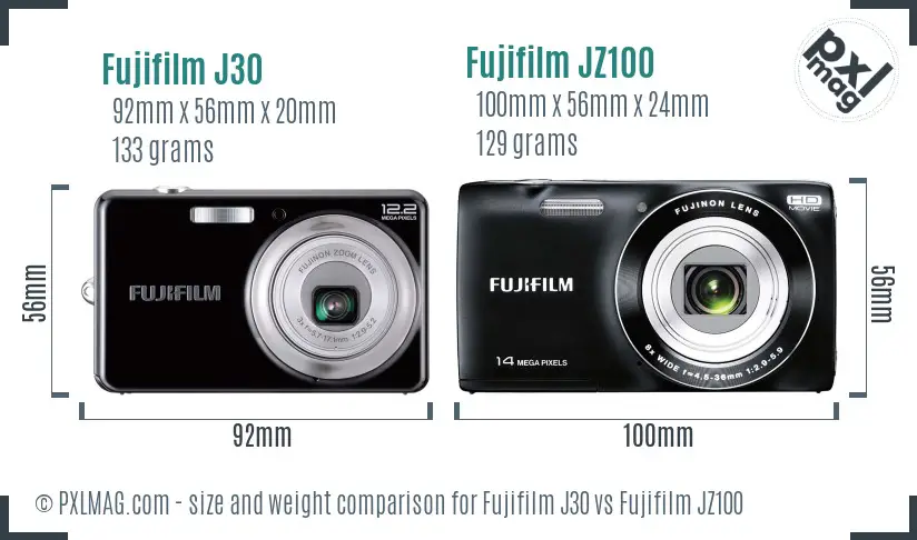 Fujifilm J30 vs Fujifilm JZ100 size comparison Fujifilm J30 vs Fujifilm JZ100 size comparison