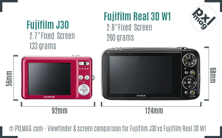 Fujifilm J30 vs Fujifilm Real 3D W1 Screen and Viewfinder comparison Fujifilm J30 vs Fujifilm Real 3D W1 Screen and Viewfinder comparison