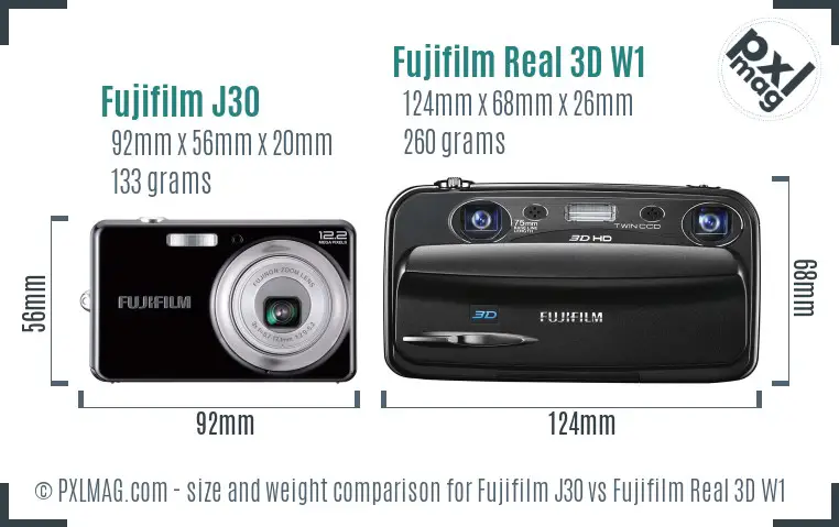 Fujifilm J30 vs Fujifilm Real 3D W1 size comparison Fujifilm J30 vs Fujifilm Real 3D W1 size comparison
