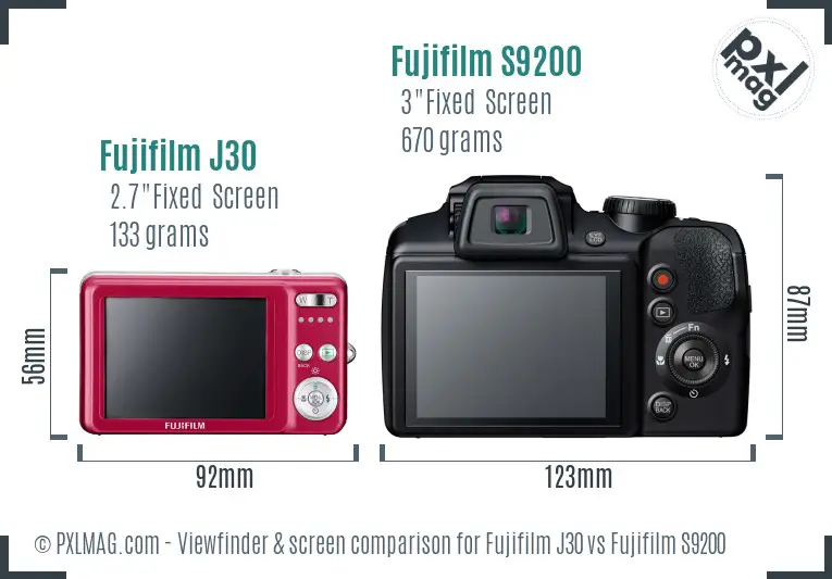 Fujifilm J30 vs Fujifilm S9200 Screen and Viewfinder comparison