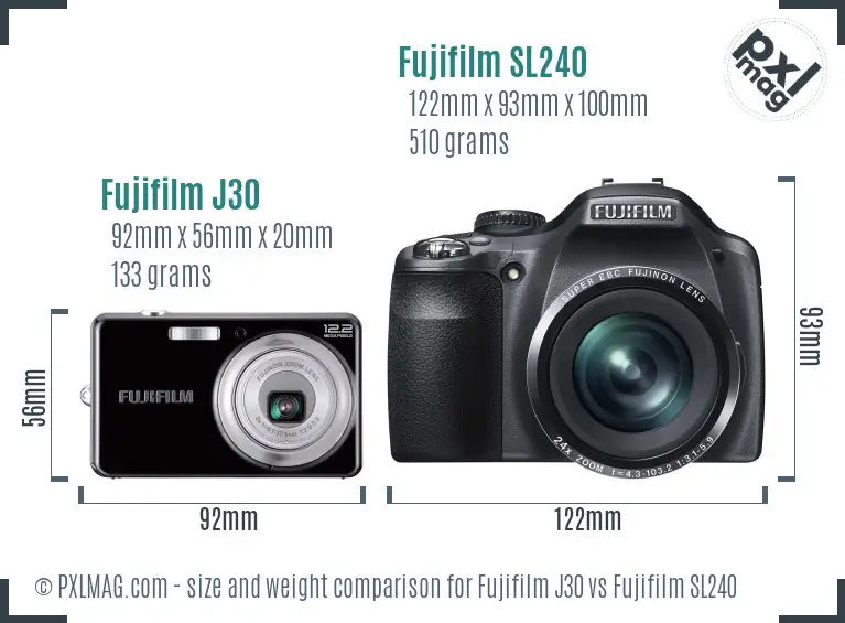 Fujifilm J30 vs Fujifilm SL240 size comparison
