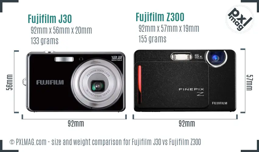 Fujifilm J30 vs Fujifilm Z300 size comparison