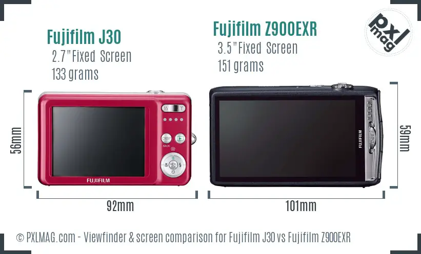 Fujifilm J30 vs Fujifilm Z900EXR Screen and Viewfinder comparison