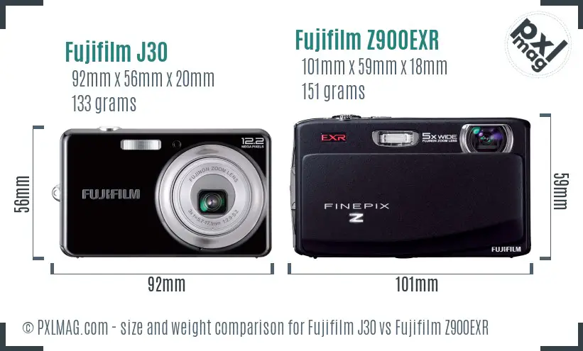 Fujifilm J30 vs Fujifilm Z900EXR size comparison