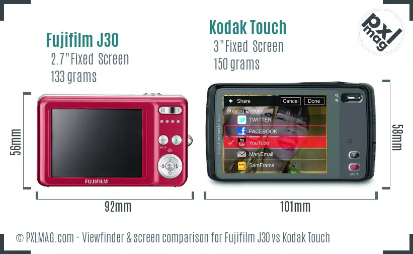 Fujifilm J30 vs Kodak Touch Screen and Viewfinder comparison