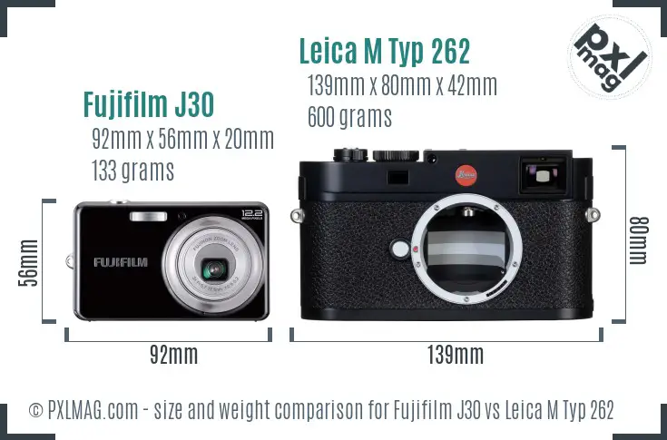 Fujifilm J30 vs Leica M Typ 262 size comparison