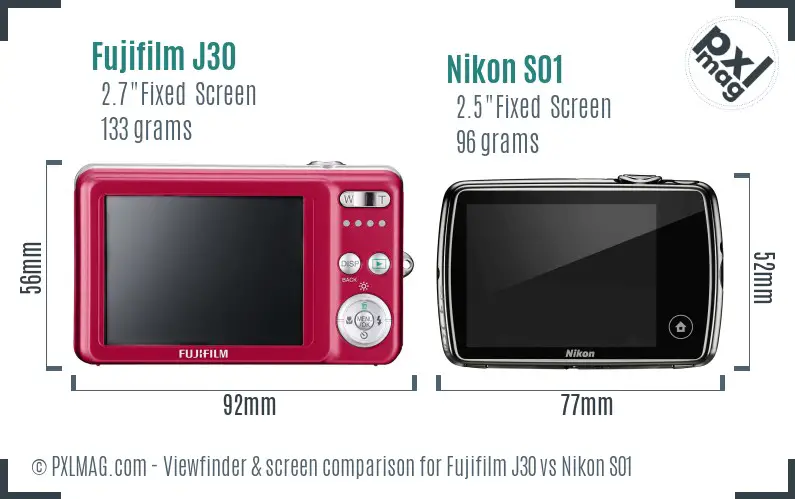 Fujifilm J30 vs Nikon S01 Screen and Viewfinder comparison Fujifilm J30 vs Nikon S01 Screen and Viewfinder comparison