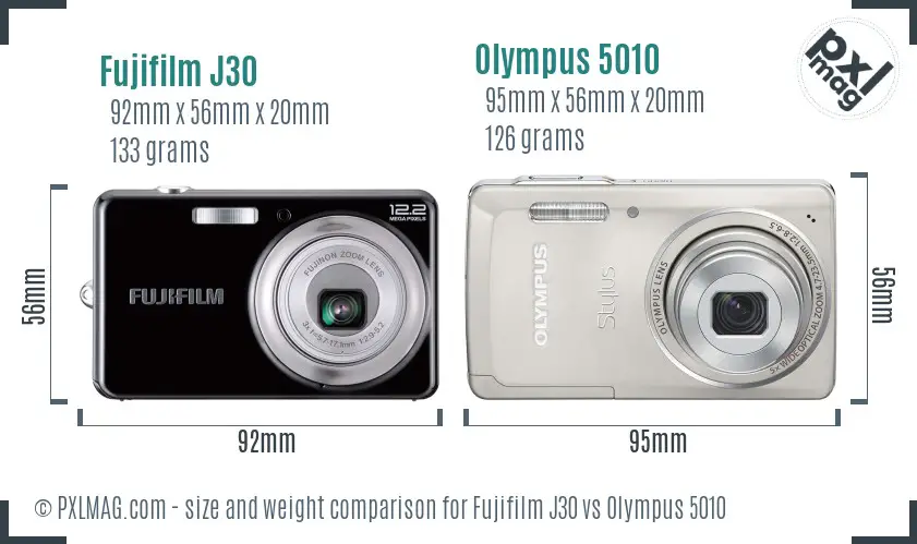 Fujifilm J30 vs Olympus 5010 size comparison