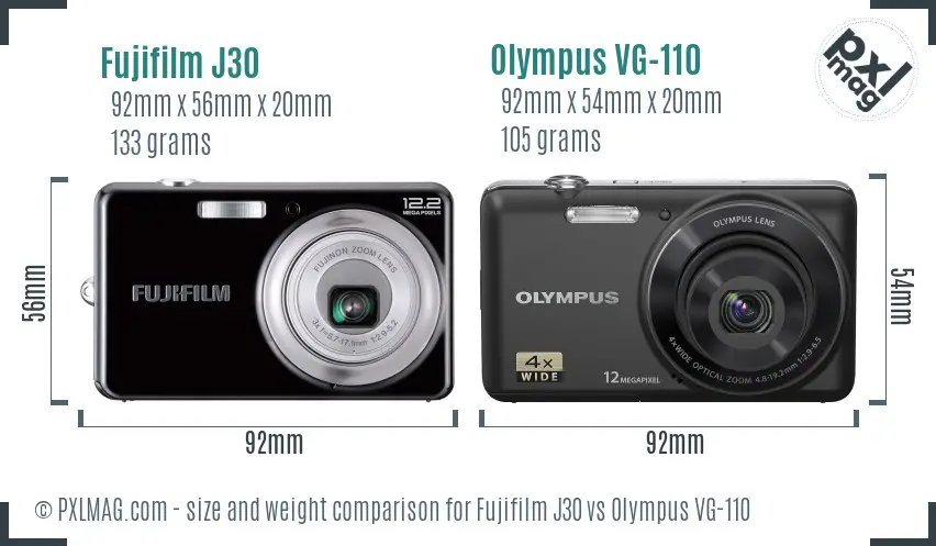 Fujifilm J30 vs Olympus VG-110 size comparison