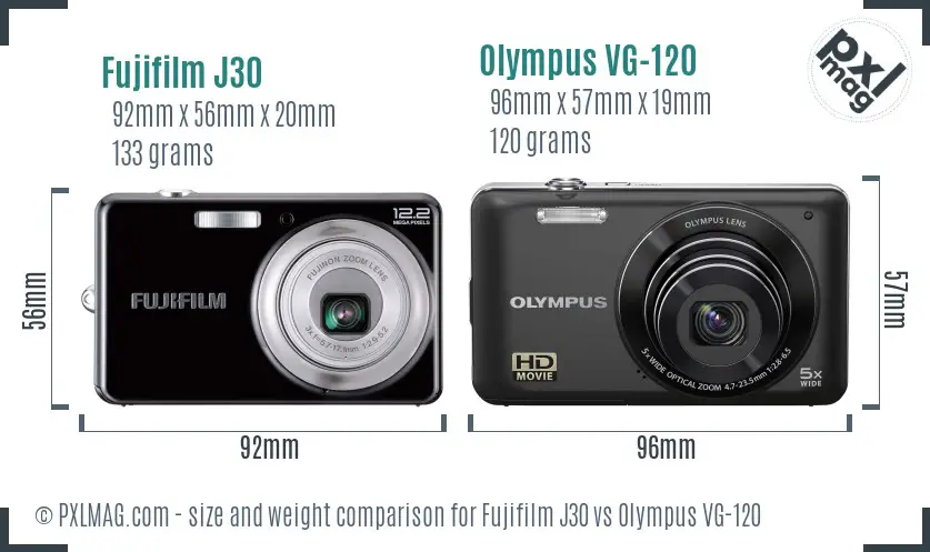 Fujifilm J30 vs Olympus VG-120 size comparison