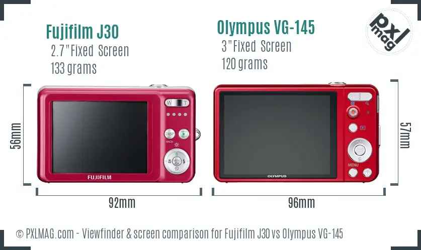 Fujifilm J30 vs Olympus VG-145 Screen and Viewfinder comparison