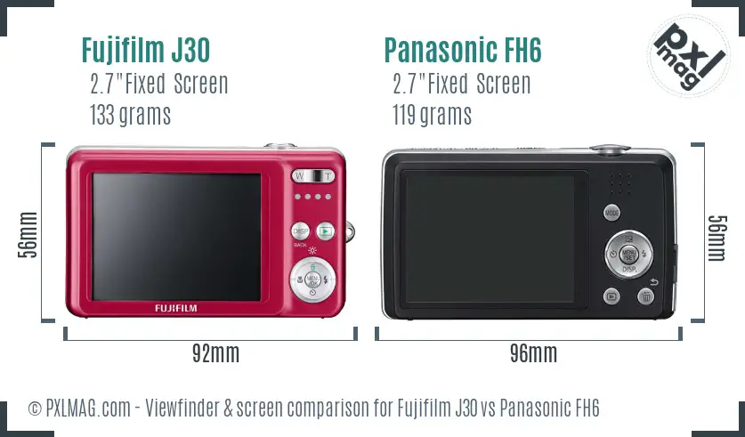 Fujifilm J30 vs Panasonic FH6 Screen and Viewfinder comparison