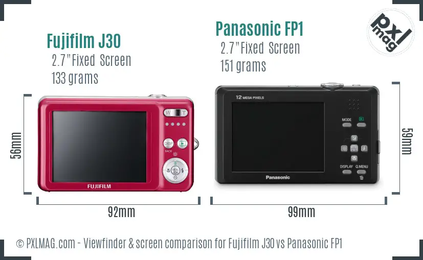 Fujifilm J30 vs Panasonic FP1 Screen and Viewfinder comparison