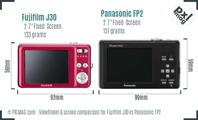 Fujifilm J30 vs Panasonic FP2 Screen and Viewfinder comparison