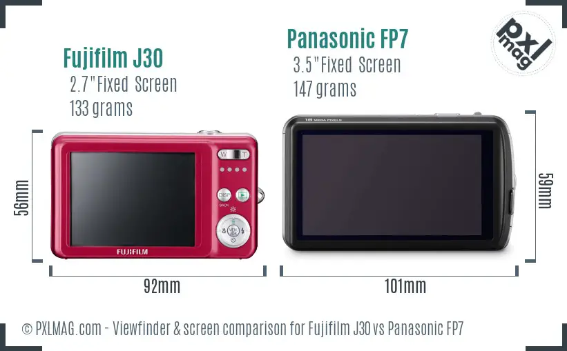 Fujifilm J30 vs Panasonic FP7 Screen and Viewfinder comparison