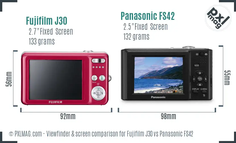 Fujifilm J30 vs Panasonic FS42 Screen and Viewfinder comparison