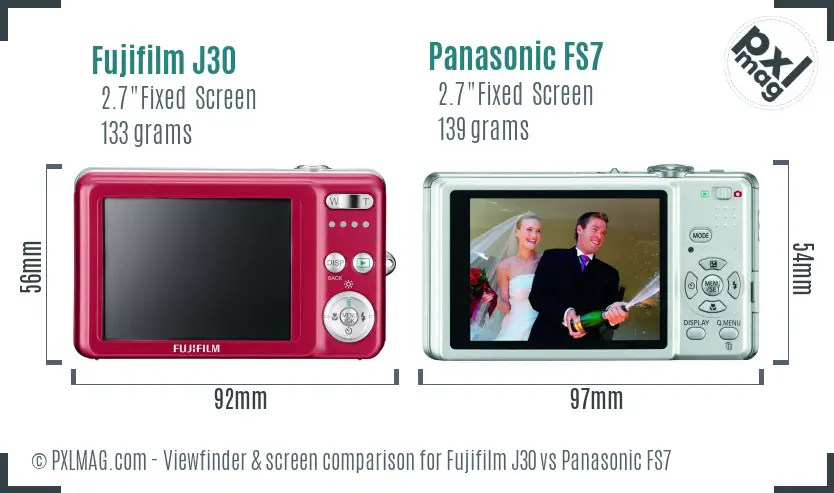 Fujifilm J30 vs Panasonic FS7 Screen and Viewfinder comparison