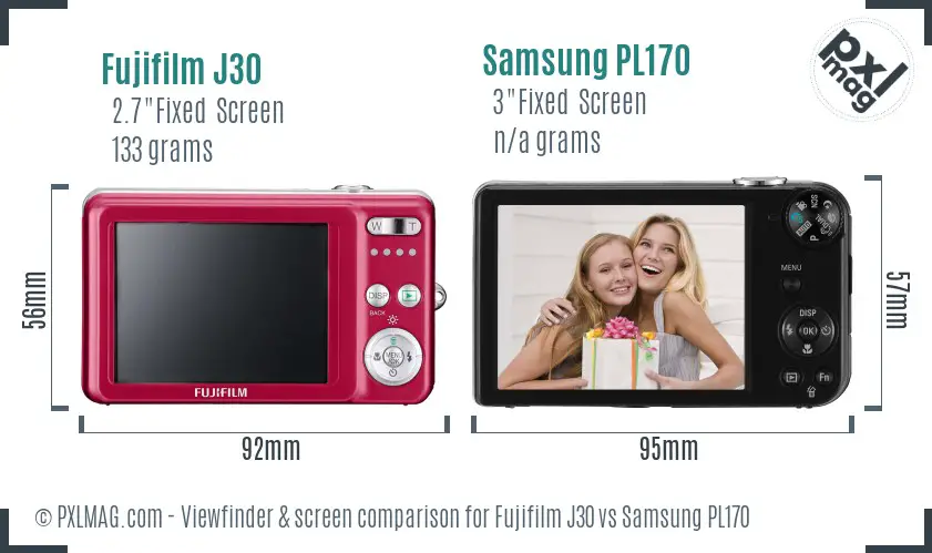 Fujifilm J30 vs Samsung PL170 Screen and Viewfinder comparison Fujifilm J30 vs Samsung PL170 Screen and Viewfinder comparison