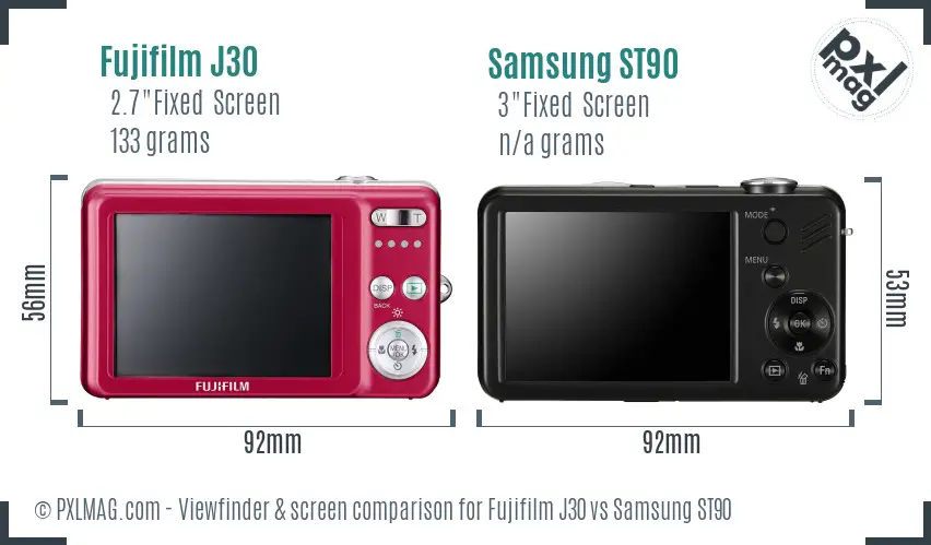 Fujifilm J30 vs Samsung ST90 Screen and Viewfinder comparison Fujifilm J30 vs Samsung ST90 Screen and Viewfinder comparison