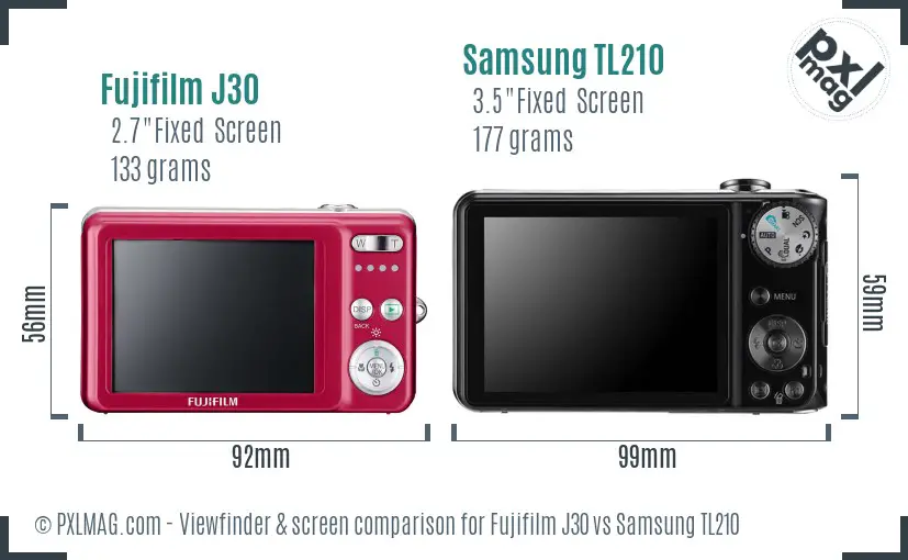 Fujifilm J30 vs Samsung TL210 Screen and Viewfinder comparison Fujifilm J30 vs Samsung TL210 Screen and Viewfinder comparison
