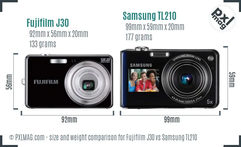 Fujifilm J30 vs Samsung TL210 size comparison Fujifilm J30 vs Samsung TL210 size comparison