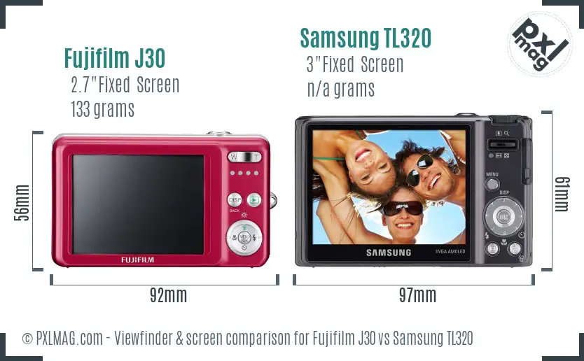 Fujifilm J30 vs Samsung TL320 Screen and Viewfinder comparison Fujifilm J30 vs Samsung TL320 Screen and Viewfinder comparison