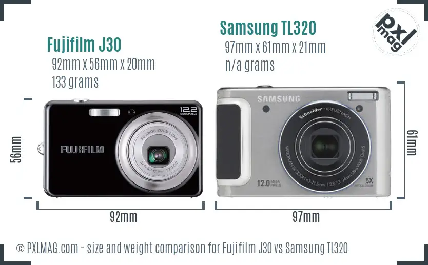 Fujifilm J30 vs Samsung TL320 size comparison Fujifilm J30 vs Samsung TL320 size comparison