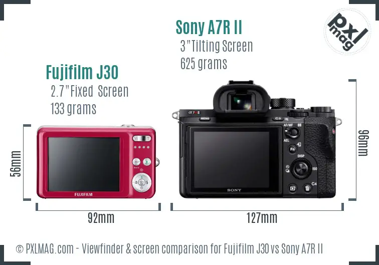 Fujifilm J30 vs Sony A7R II Screen and Viewfinder comparison