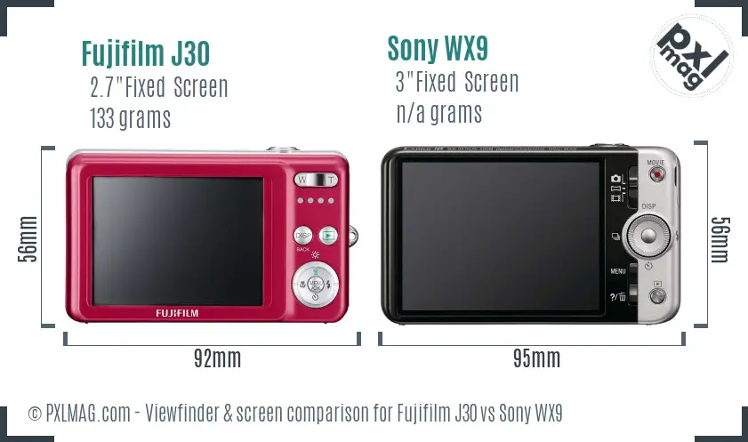 Fujifilm J30 vs Sony WX9 Screen and Viewfinder comparison Fujifilm J30 vs Sony WX9 Screen and Viewfinder comparison
