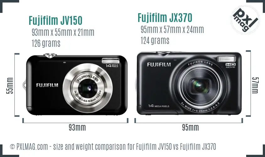 Fujifilm JV150 vs Fujifilm JX370 size comparison