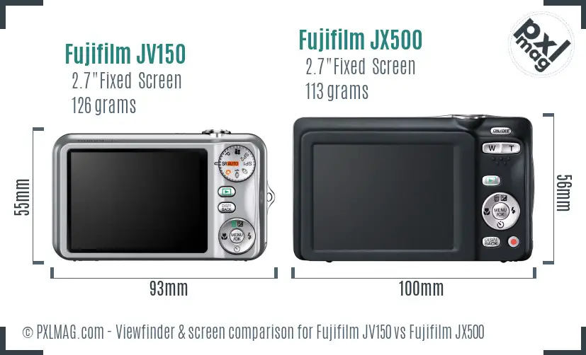 Fujifilm JV150 vs Fujifilm JX500 Screen and Viewfinder comparison