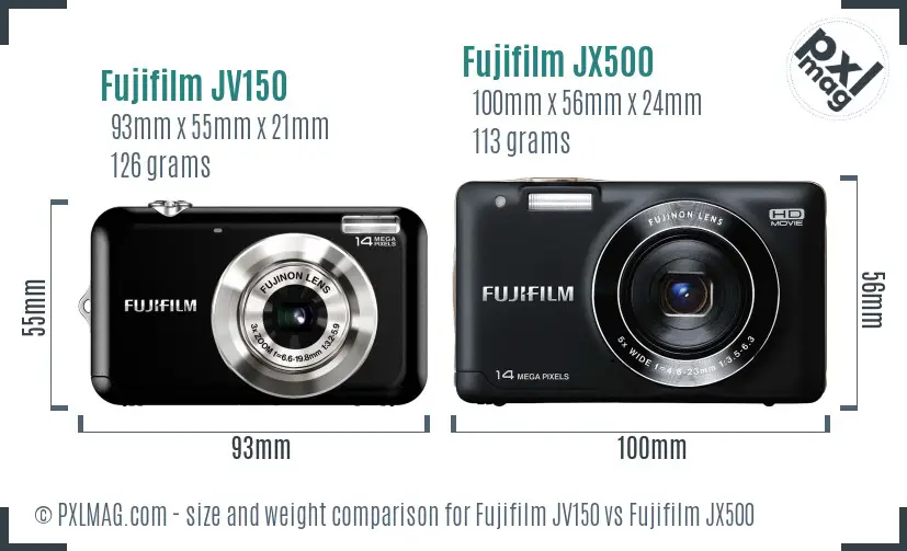 Fujifilm JV150 vs Fujifilm JX500 size comparison