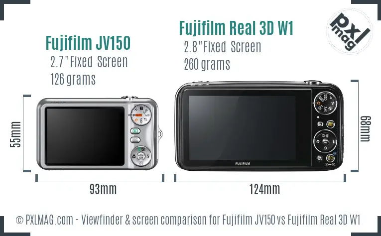 Fujifilm JV150 vs Fujifilm Real 3D W1 Screen and Viewfinder comparison