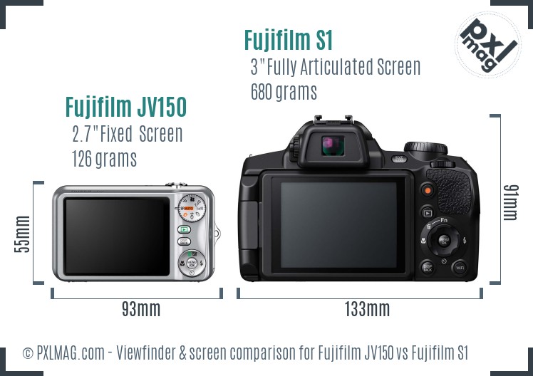 Fujifilm JV150 vs Fujifilm S1 Screen and Viewfinder comparison