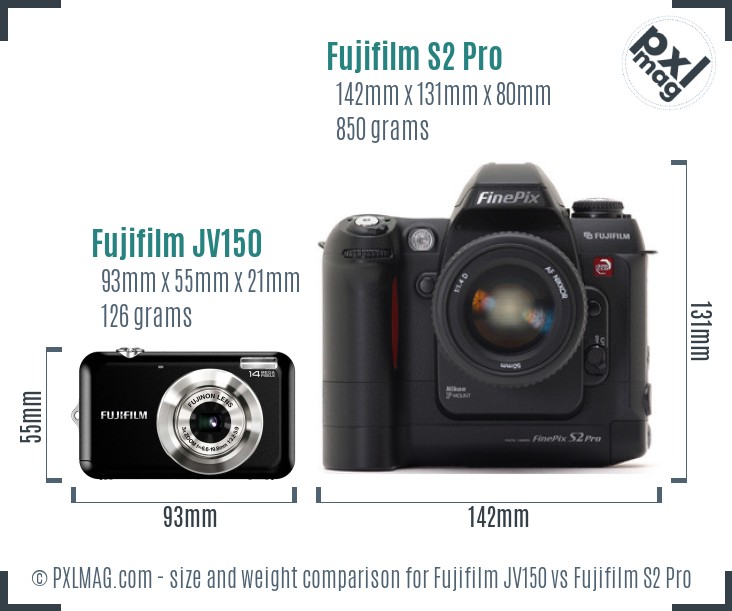 Fujifilm JV150 vs Fujifilm S2 Pro size comparison