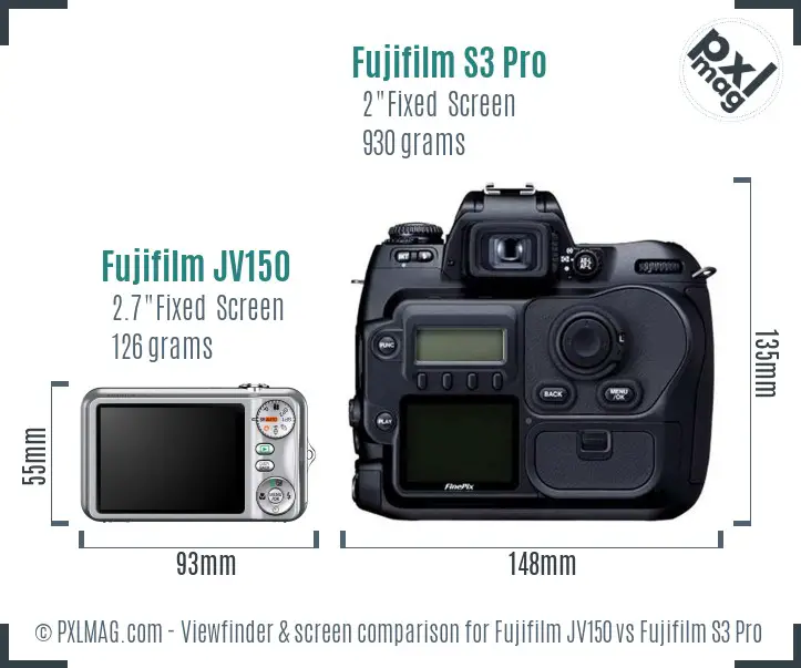 Fujifilm JV150 vs Fujifilm S3 Pro Screen and Viewfinder comparison Fujifilm JV150 vs Fujifilm S3 Pro Screen and Viewfinder comparison