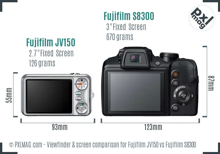 Fujifilm JV150 vs Fujifilm S8300 Screen and Viewfinder comparison