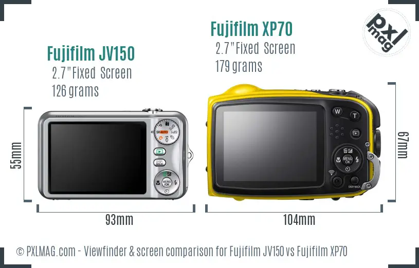 Fujifilm JV150 vs Fujifilm XP70 Screen and Viewfinder comparison