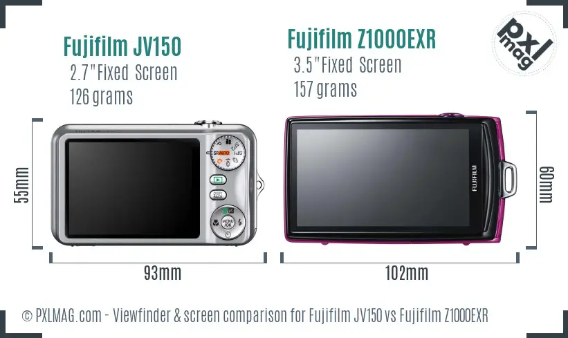 Fujifilm JV150 vs Fujifilm Z1000EXR Screen and Viewfinder comparison Fujifilm JV150 vs Fujifilm Z1000EXR Screen and Viewfinder comparison