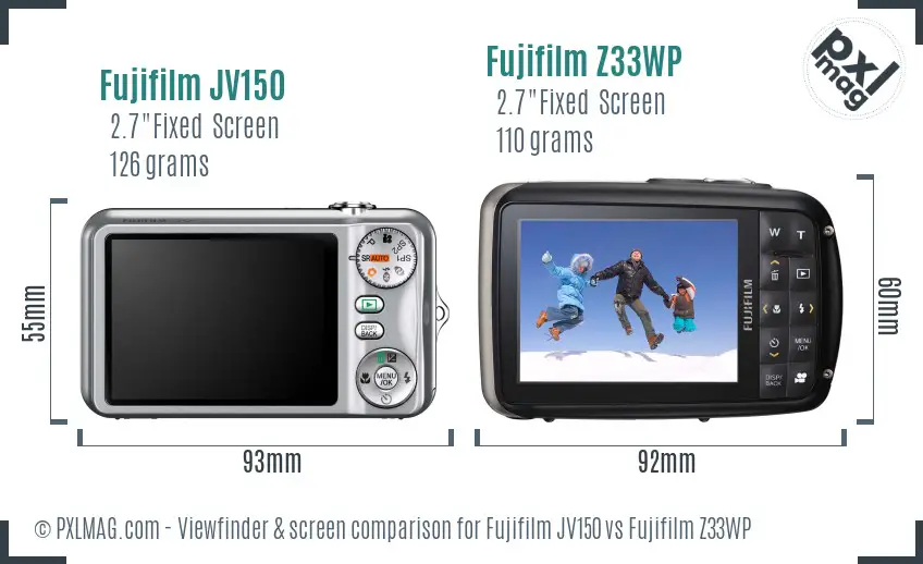 Fujifilm JV150 vs Fujifilm Z33WP Screen and Viewfinder comparison