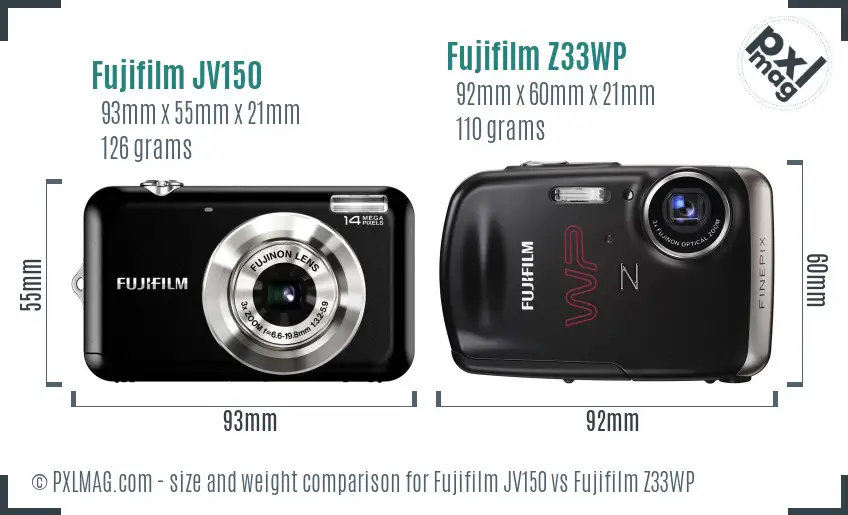 Fujifilm JV150 vs Fujifilm Z33WP size comparison
