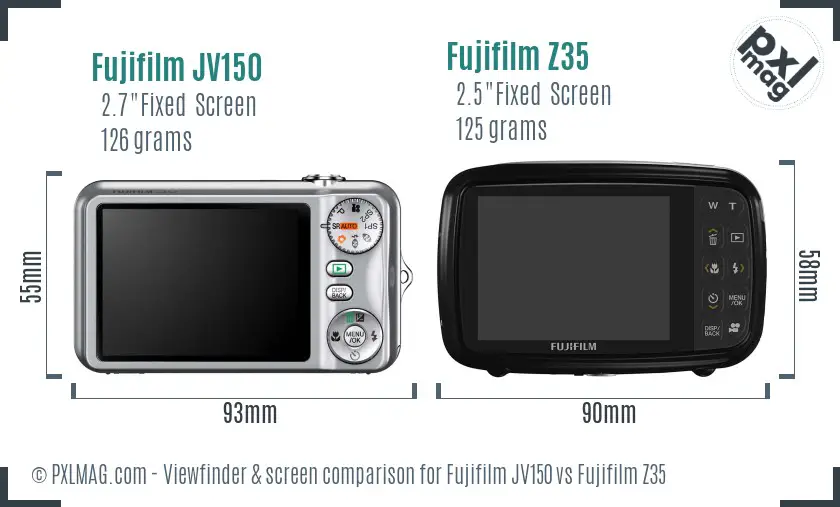 Fujifilm JV150 vs Fujifilm Z35 Screen and Viewfinder comparison