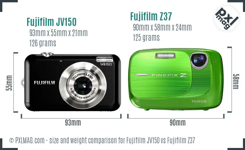 Fujifilm JV150 vs Fujifilm Z37 size comparison