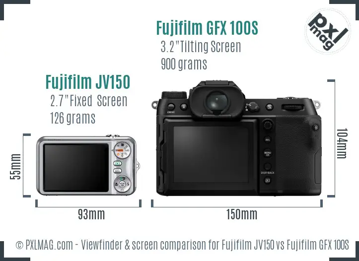 Fujifilm JV150 vs Fujifilm GFX 100S Screen and Viewfinder comparison