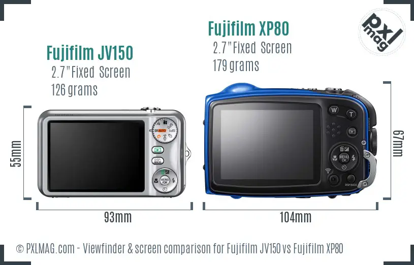 Fujifilm JV150 vs Fujifilm XP80 Screen and Viewfinder comparison