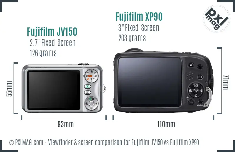 Fujifilm JV150 vs Fujifilm XP90 Screen and Viewfinder comparison